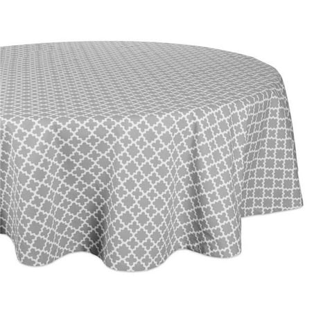 

70 in. Round Gray Lattice Tablecloth