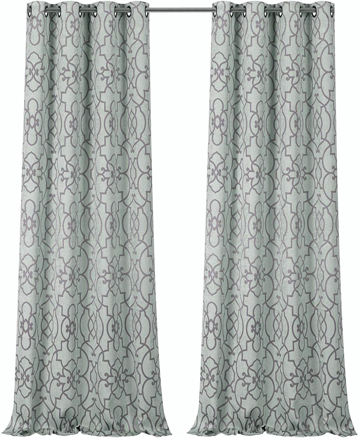 Kate Aurora Living 2 Pack Palladian Lattice Heavy Duty Thermal Room Darkening Curtain Panels - Purple, 84 in. Long