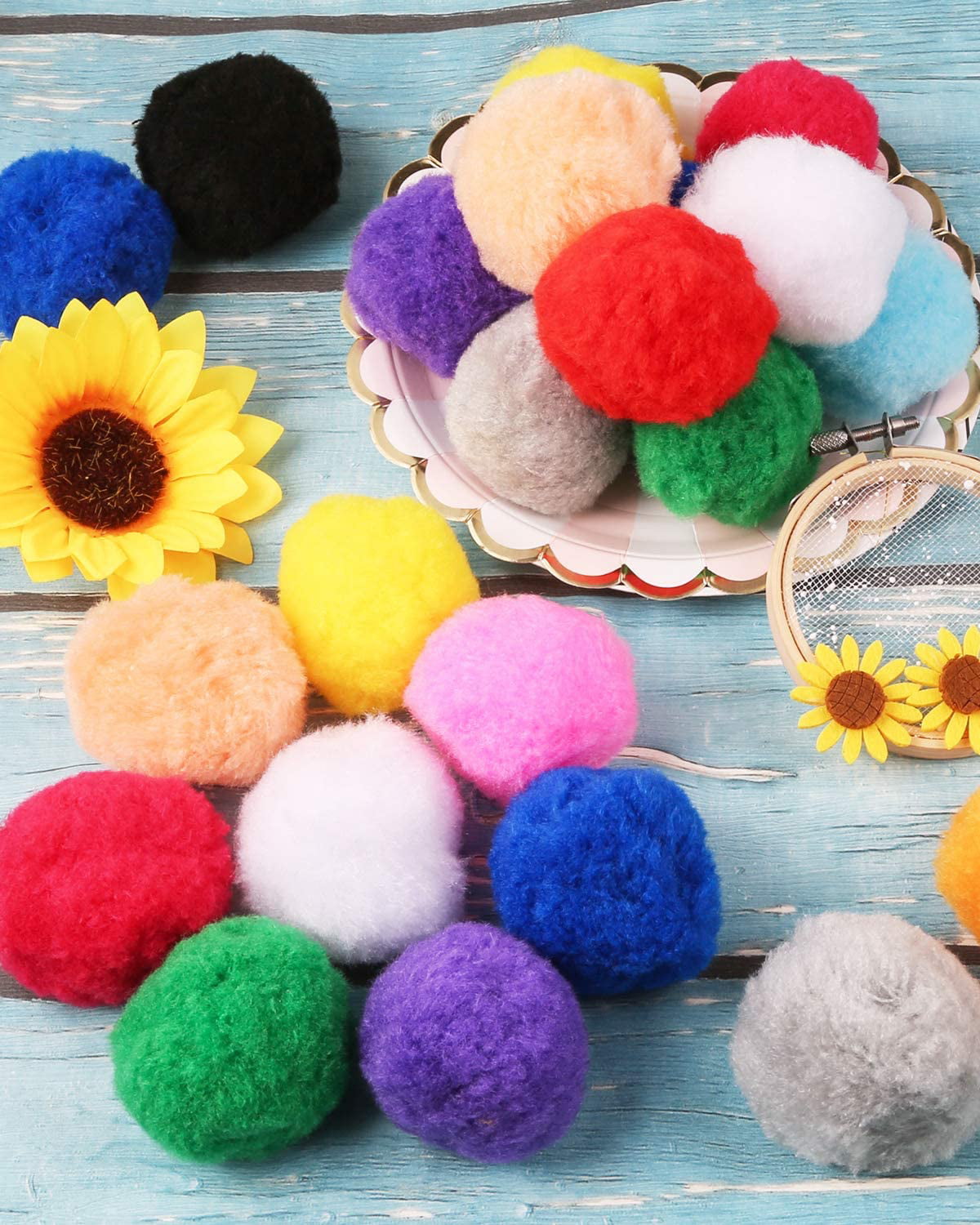 Pllieay 30 Pcs 2.4 Inch Very Large Assorted Pom Poms for Arts and  Crafts,Multicolor Pompoms for DIY Creative Crafts Decorations,Perfect for  Kids