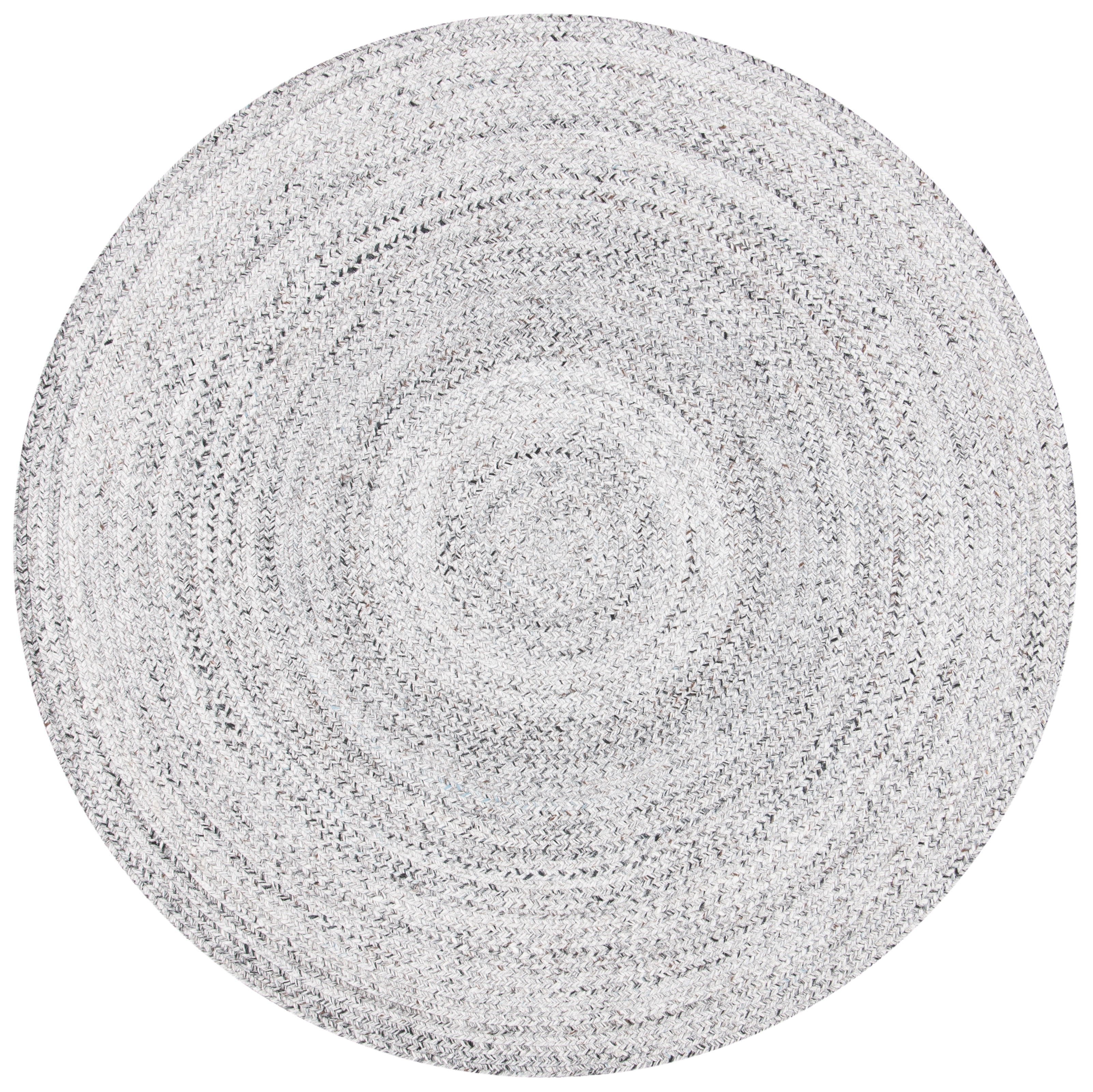 SAFAVIEH Braided Caleb Solid Polyester Reversible Area Rug, Silver/Charcoal, 7' x 7' Round