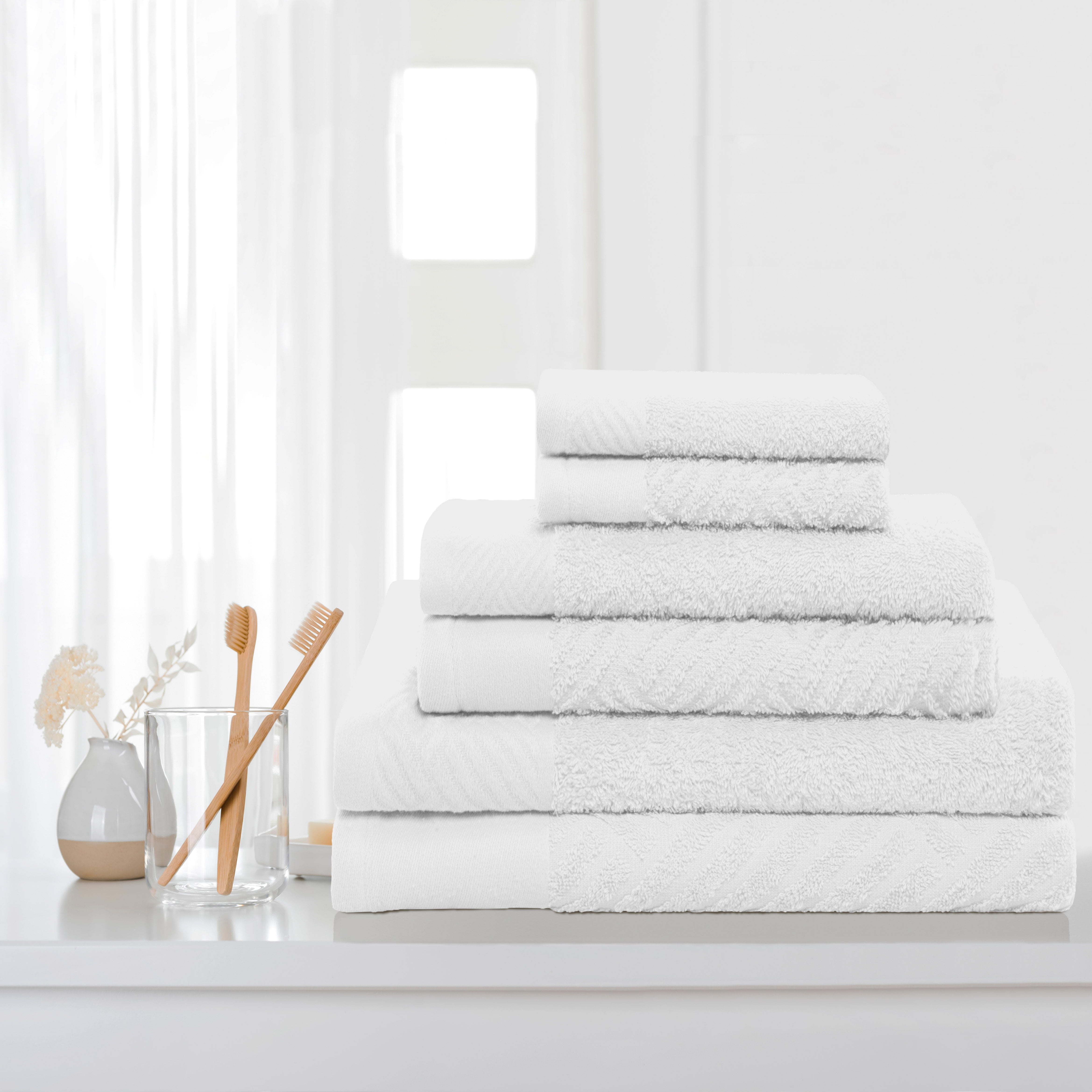 Gloria Romantic Egyptian Cotton Bathroom Towels - 100 White