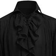 thumbnail image 6 of Inglocry Men Pirate Long Sleeve V-Neck Shirts Victorian Ruffled Medieval Costume Cotton Linen Shirt Black M, 6 of 9