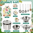 thumbnail image 2 of Caunedy Play Kitchen Accessories,Stainless Steel Play Pots Pans Sets for Kids,Apron,Chef Hat,Kitchen Set for Kids Ages 3-12 Girls Boys Gifts, 2 of 7