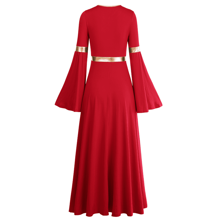red and white praise dance dress Amazon.com: Women Metallic Bi Color Liturgical Praise Dance Dress Long  Sleeve Lyrical Dancewear Church Maxi Robe Worship Praise Garment Christmas  Dance Uniforms Easter Outfit Red+Gold S : Clothing, Shoes & Jewelry