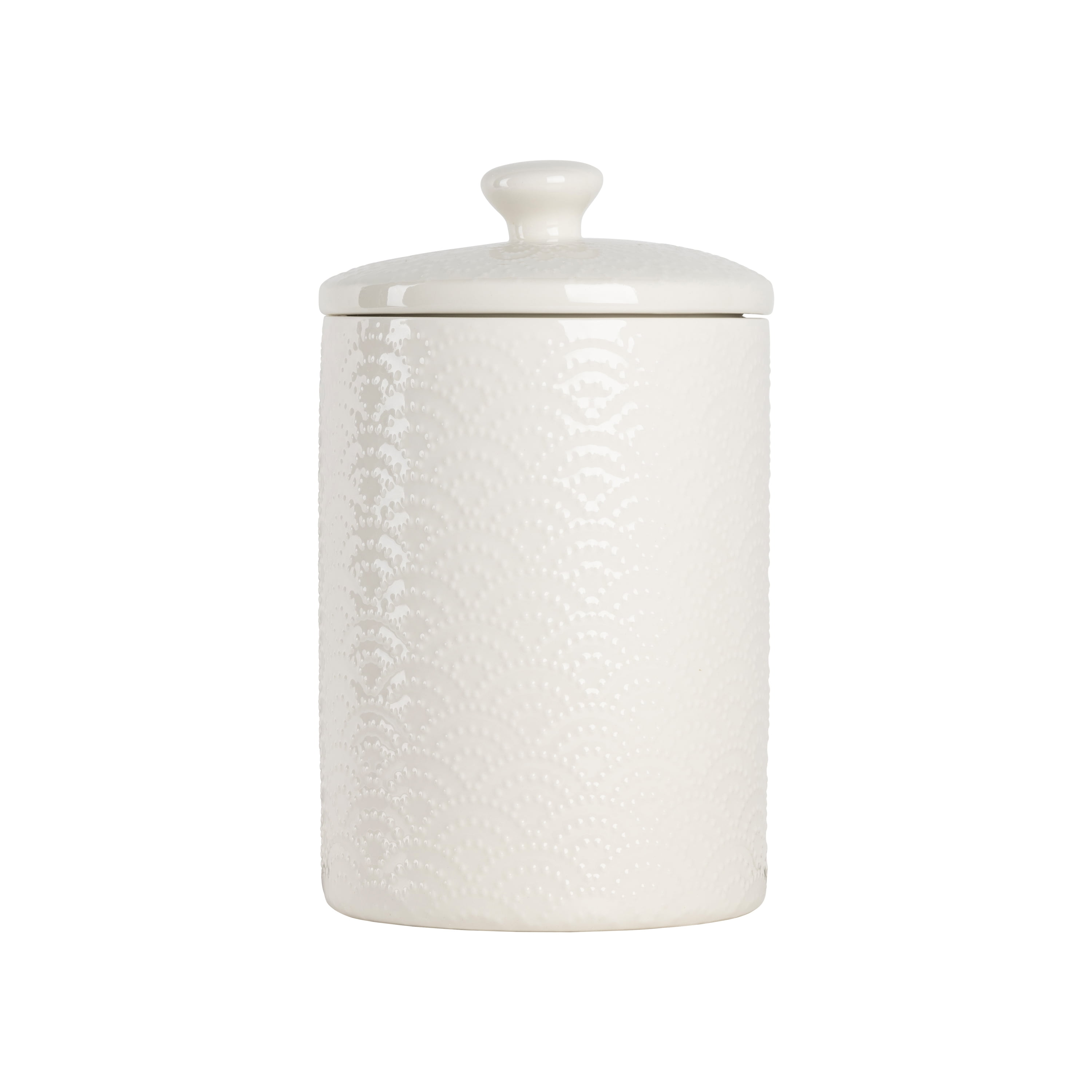 10 Strawberry Street Tide Embossed 3 Piece Ceramic Canister Set, White
