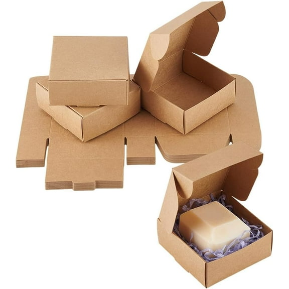 50pcs Kraft Gift Boxes Square Presentation Favour Small Boxes Easy Assemble for DIY