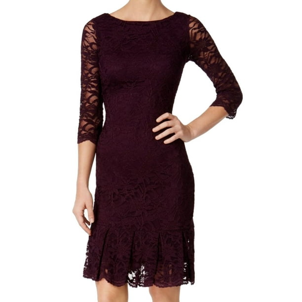 Calvin Klein NEW Aubergine Purple Womens Size 16 Lace Sheath Dress - Calvin Klein NEW Aubergine Purple Womens Size 16 Lace Sheath Dress -