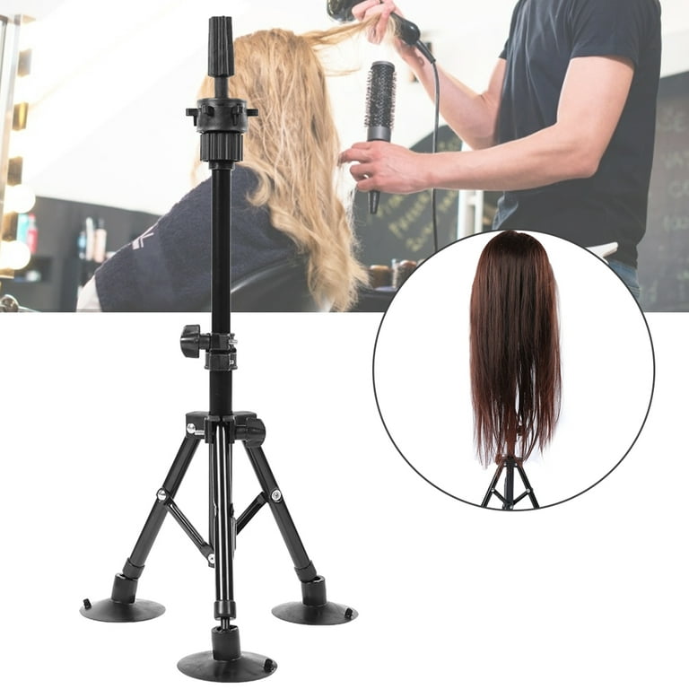 Adjustable Wig Stand Tripod, Heavy Duty Mannequin Tripod Wig Head Stand  Hairdressing False Head Mold Stand Bracket, Black