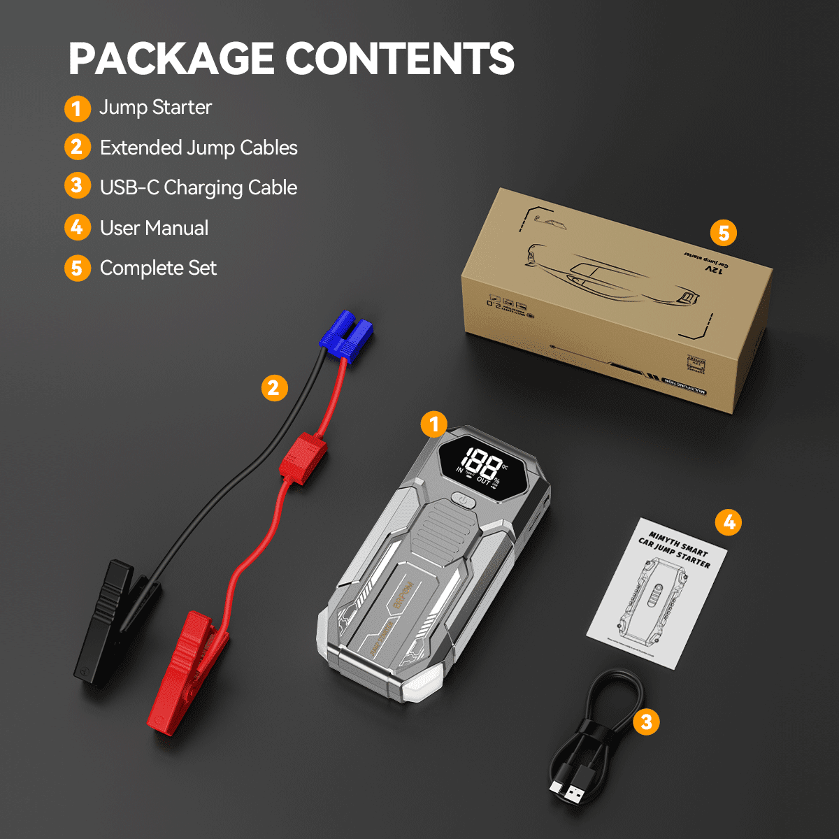 BRPOM Car Battery Jump Starter 4000A, 12V Jump Starter Battery Pack for 6.0L Gas and 5.0L Diesel, 16800mAh Portable Jump Box with LED Light, LED Display, Fast Charging & Emergency Power Bank