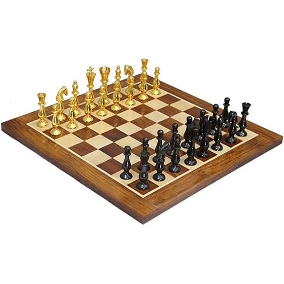 Artistic Handcrafted Metal Chess Pieces & Board Set with Storage Box Brass Metal Luxury Chess Set Quad Weighted Royal Chess Set