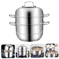 thumbnail image 3 of BEADCEST 1Set Stainless Steel Steamer Pot for Kitchen Cooking with Three Layer Large Capacity and Folding Storage, 3 of 8