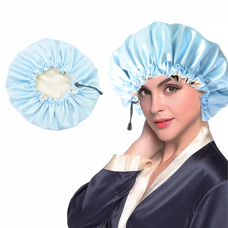 Shower Cap Extra Large & Adjustable & DoubleLayer Waterproof Hair Cap