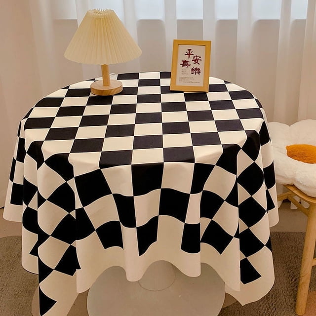 Nvzi checkerboard tablecloth high-end desk decoration tablecloth tea table tablecloth pad decoration (black, 60 * 40cm)
