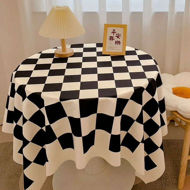Nvzi checkerboard tablecloth high-end desk decoration tablecloth tea table tablecloth pad decoration (black, 150 * 60cm)