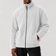 thumbnail image 2 of Husipze Mens Sherpa Fleece Jacket Full Zip Long Sleeve Teddy Fuzzy Cozy Winter Relaxed Fit Coat Insulated Warm Outerwear White M, 2 of 8