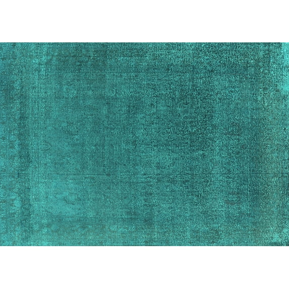 Ahgly Company Indoor Rectangle Oriental Turquoise Blue Industrial Area Rugs, 7' x 10'