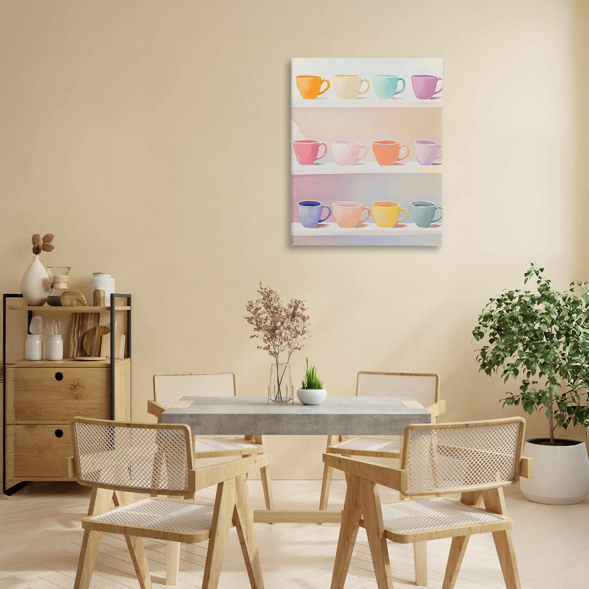 Stupell Industries Rows of Pastel Teacups Canvas Wall Art, design by The Prints Vibe