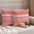thumbnail image 2 of Pink Orange Boho Outdoor Waterproof Pillow Covers, Vintage Ethnic Tribe Abstract Art Decorative Square Throw Pillowcase Sofa Cushion Sham for Patio/Couch/Chair, 18"x18" 2 Pack, 2 of 8