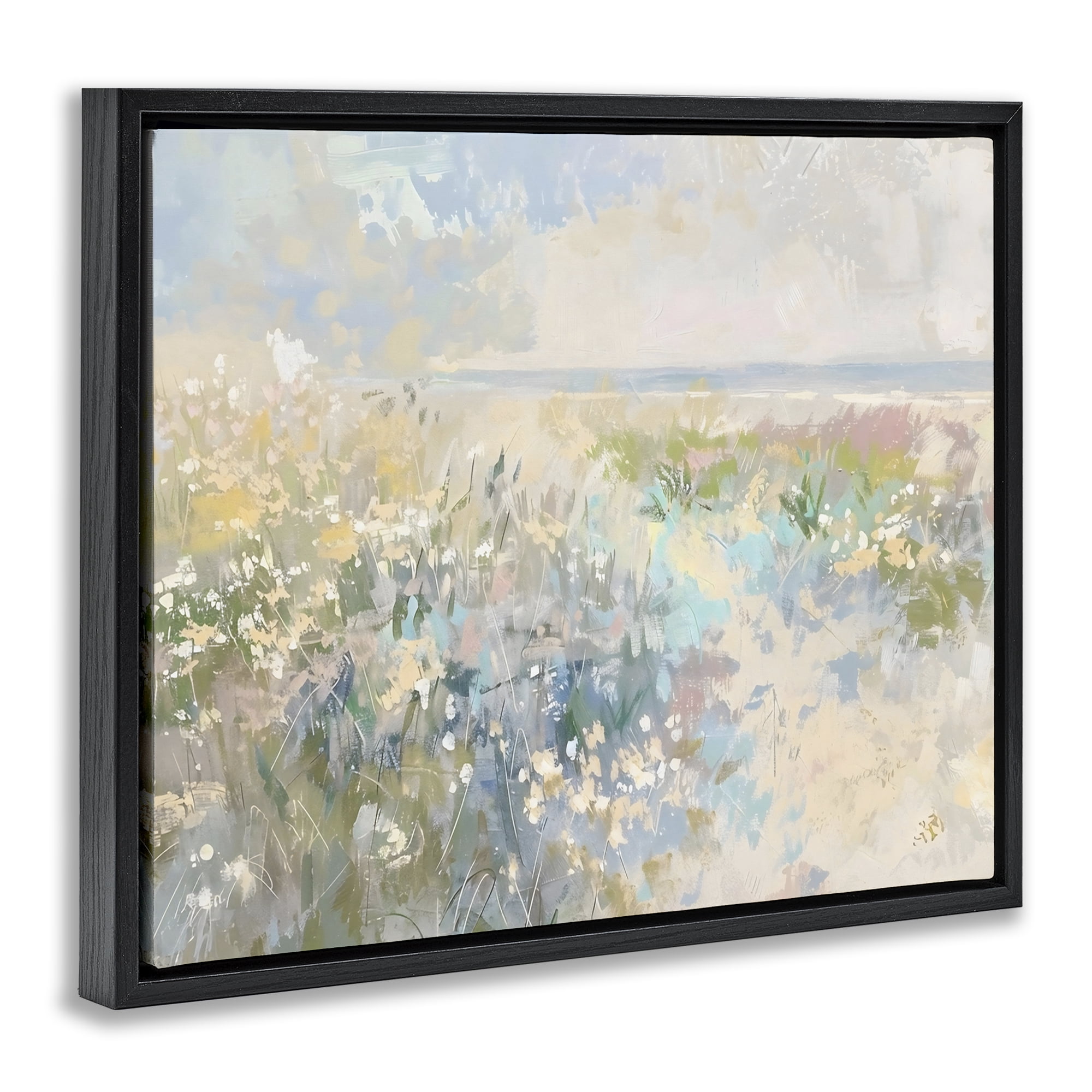 Stupell Industries Mottled Pastel Field Impression Black Framed Floater Canvas Wall Art, design by Creative Studio
