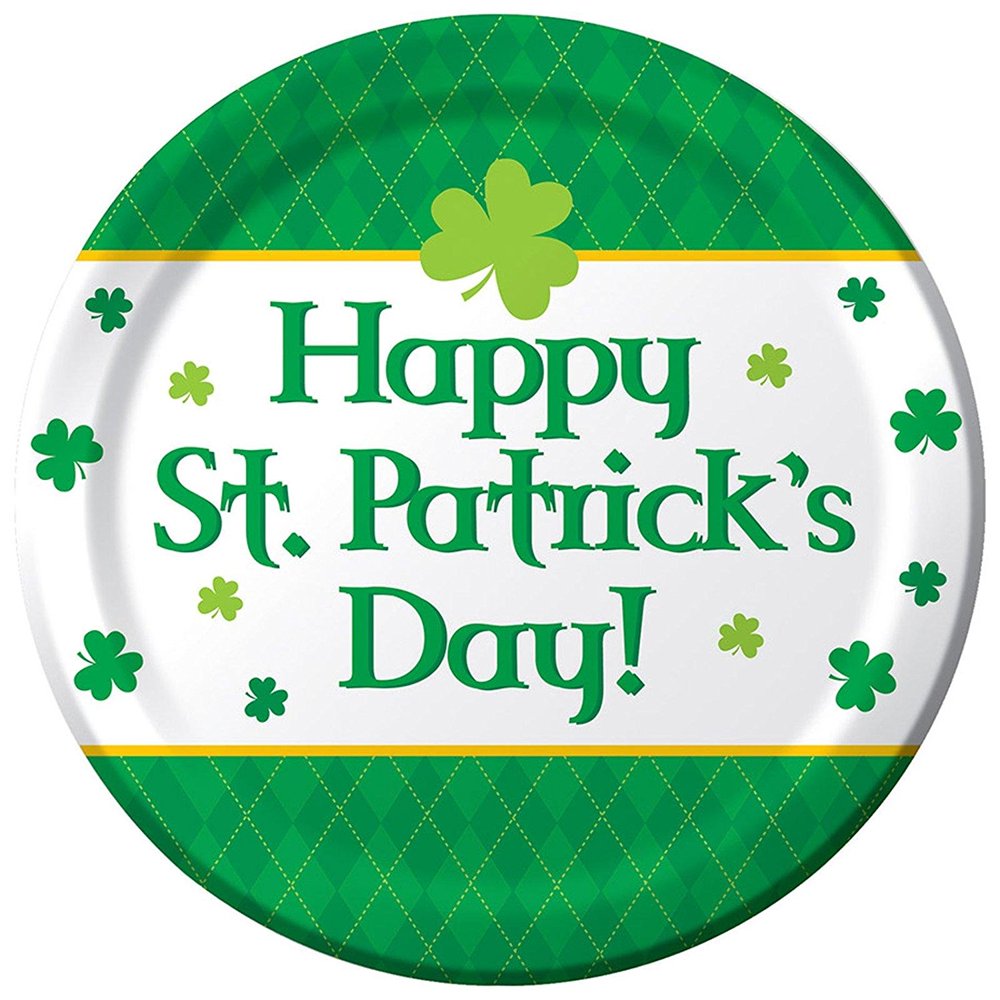 Celebrations St Patrick's Day 8.75" Dinner Plates, Green white, 8 Pack