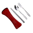 thumbnail image 2 of Sunjoy Tech Cutlery Set with Zipper Bag Stainless Steel Travel Utensils Kit Fork Spoon Chopsticks Durable Storage Pouch for Home Restaurant Outdoor, 2 of 8