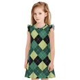 thumbnail image 1 of Balery Green Squares Camisón de princesa para niñas, pijama de algodón con mangas abullonadas, suave y bonito.-X-Large, 1 of 6