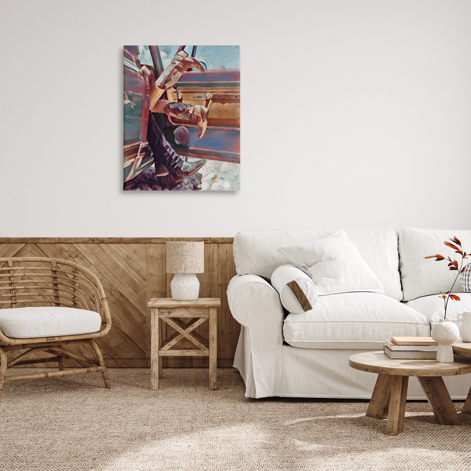 Stupell Industries Kissing Couple in Car Transportation Painting Gallery Wrapped Canvas Art Print Wall Art, 30 x 40