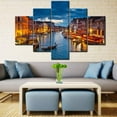 thumbnail image 4 of TISHIRON 5PCS Framed Canvas Wall Art Set,60"x40" Venice Grand Canal At Night Canvas Art Decor, 4 of 7