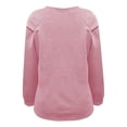 thumbnail image 5 of ManxiVoo Relaxed Round Neck Pullover with Puff Sleeves Casual Loose Fit Womens Hoodie Soft Comfortable Solid Color Streetwear Style XL Size Pink, 5 of 8