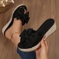 thumbnail image 6 of Avrnliq Womens Bowknot Espadrille Wedge Slide Sandals, Open Toe Slip-On Cloth Sandals, Casual Comfortable Black Summer Platform Sandals for Women,Size 5.5, 6 of 9