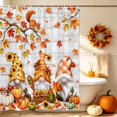 thumbnail image 5 of Gnomes Fall Shower Curtains for Bathroom, Maple Leaf Thanksgiving Pumpkins Grey Wood Waterproof Fabric Shower Curtain, Decorative Bathroom Curtain for Bathtub, 72"x72", No Hooks Included, 5 of 9