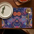 thumbnail image 5 of Flax Tribal Boho Chic Placemats Set of 4, 12x18 Inch Rustic Vintage Table Mats, Washable Ethnic Artistic Decor for Nordic Kitchen and Farmhouse Dining Room Environments, 5 of 6