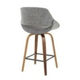 Lumisource Fabrico MidCentury Modern Counter Stool in Walnut and Grey