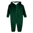 thumbnail image 2 of WMTBSRSW Family Matching Pajamas Sets Solid Flannel Plush Hooded One-Piece Pjs Soft Holiday Fleece Onesie Cozy Warm Jumpsuit Nightwear Loungewear Green Baby, 2 of 3