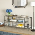 thumbnail image 4 of Evelyn&Zoe Winthrop Rectangular TV Stand with Glass Shelves for TV's up to 60", Aged Steel, 4 of 12