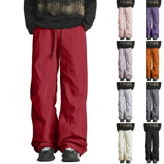 SGFCWSX Men's Outdoor UV - Protection Pants,Drawstring Water - repellent Breathable Elastic Waist Pants Wine L