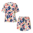 thumbnail image 5 of "Wukai Abstract Leopard Print Women's Pajama Set - Short-Sleeve Top and Shorts with Elastic Waistband and Pockets for Loungewear, Yoga, and Casual Wear-4X-Large, 5 of 8