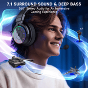 AYEDLOE Wireless Gaming Headset for PS5, Switch, PC, Bluetooth PS5 Headset with Microphone Noise Cancelling, Stereo Sound, 45H+ Battery, Black