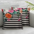 thumbnail image 3 of Decorative Throw Pillow Cover Queen Trendy Pink Watercolor Floral Black White Stripe Outdoor Pillowcase Gift for Holiday Sofa Bed, 3 of 5