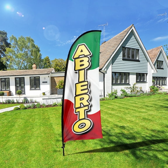 QSUM Open Abierto Feather Flag Kit,7FT Open Abierto Advertising Banner Promotion Business Signs