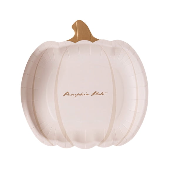 Halloween White Pumpkin Paper Plates Set, Lovely Dessert Candy Dish Bowl Cake Plate for Thanksgiving Fall Party, Disposable Tableware for Holiday Gathering, Festive Snack Serving Plates Supplies