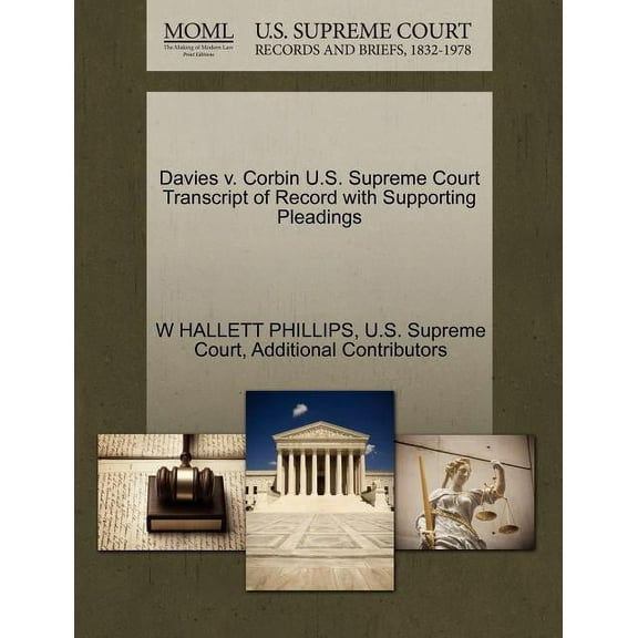 Davies V. Corbin U.S. Supreme Court Transcript of Record with Supporting Pleadings (Paperback)