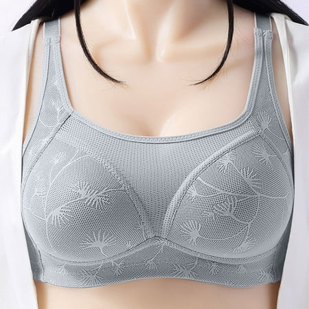 Wireless Bras for Women  Woman s Back Buckle Thin Style Ventilate Large Size Bra Without Steel Rim(Silver 42/95)