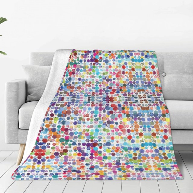Fotbe Colorful Watercolor Dots Manta de Franela Acolchonada con Estampado, Súper Suave y Esponjosa, Extra Grande para Sofá, Cama, Uso Todo el Año-80"x60"