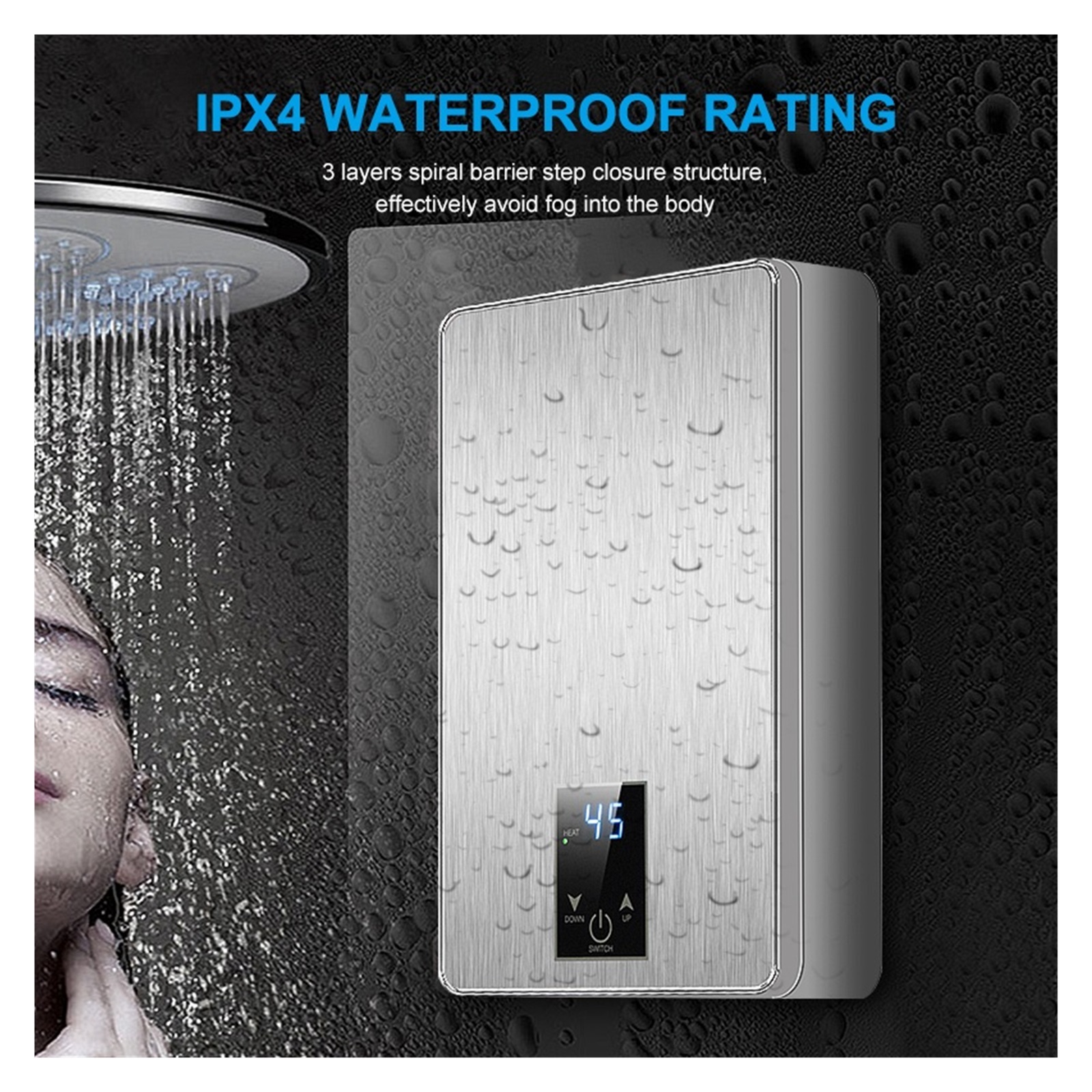 Instant Water Heater 6000W Electric Water Heaters Portable Electric Heaters For Bathroom Hot Water Shower Kitchen Heating ,Safety Protections