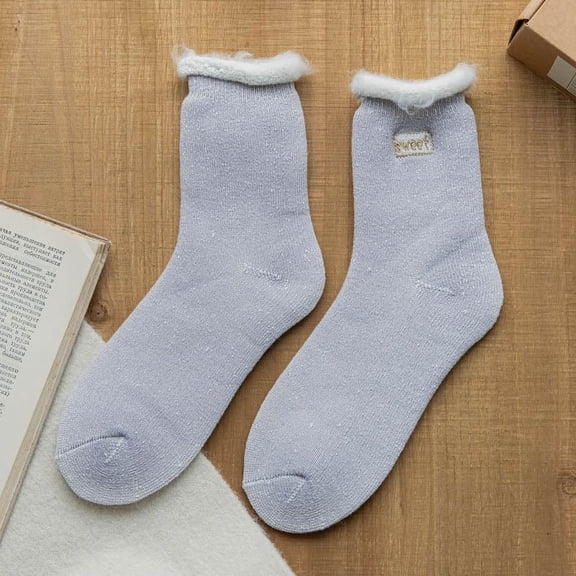 2 Pairs Warm & Cozy Gifts for Women, Fluffy Fuzzy Sock, Plush Sleeping Slipper Socks - Soft Warm Fabric,Purple