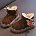 thumbnail image 6 of HAUXUN-QCBoys & Girls Christmas Reindeer Doll Warm Cotton Shoes 3-11 Years, Fleece-Lined Thick Non-Slip Snow Boots, Autumn Winter Holiday Mid-Calf Footwear(Brown,15), 6 of 6