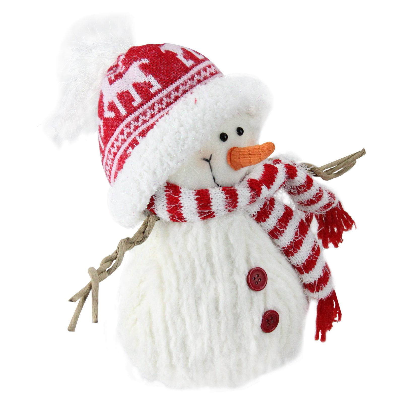 Northlight 9 in. Fuzzy Smiling Snowman Christmas Figure Decoration