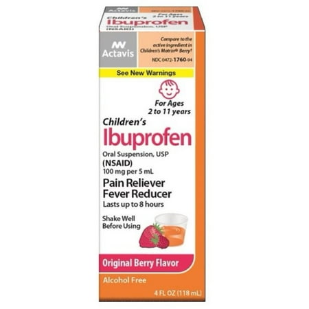 Actavis Children's Pain Reliever/Fever Reducer Ibuprofen, Original Berry Flavor, 4 Ounce