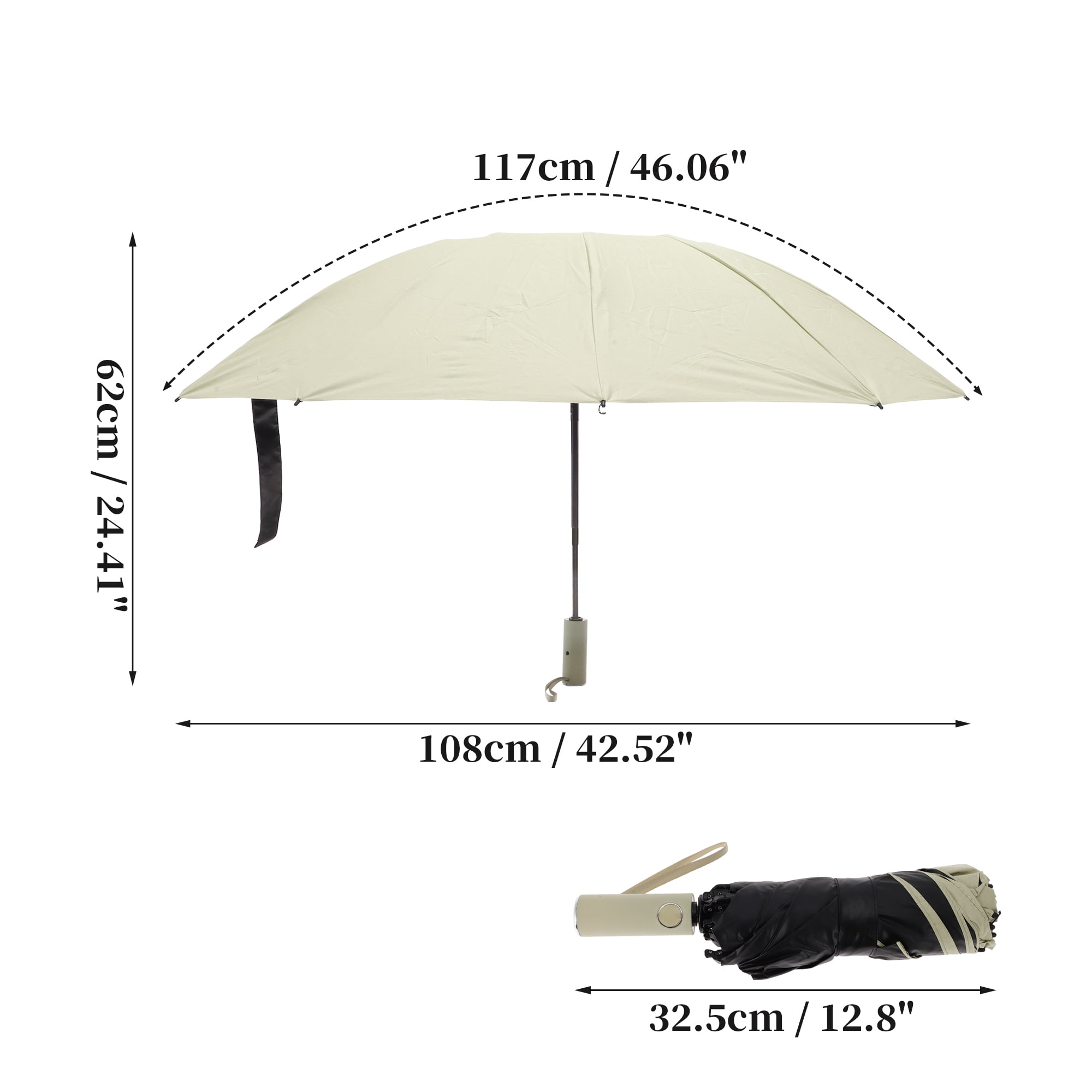 Unique Bargains Portable Windproof Folding Inverted Umbrella with Cover Beige